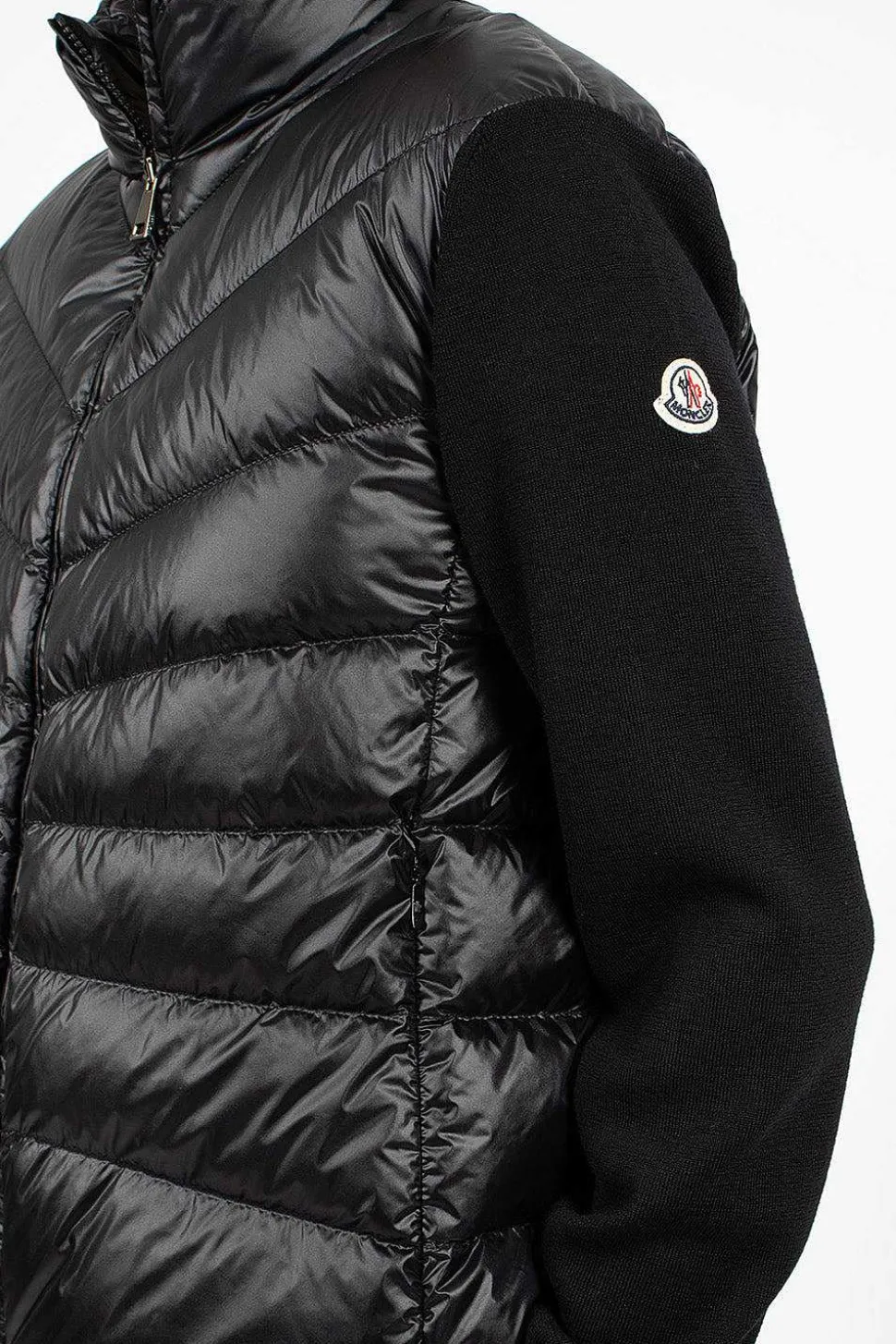 Padded Wool Cardigan Black