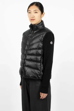 Padded Wool Cardigan Black