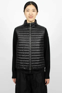 Padded Wool Cardigan Black