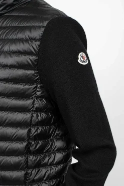 Padded Wool Cardigan Black