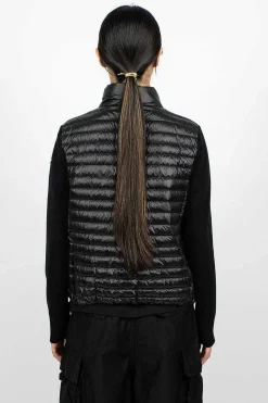Padded Wool Cardigan Black