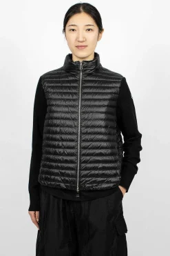 Padded Wool Cardigan Black