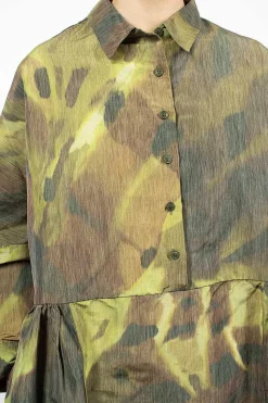 Paga Rouch Dress Ikat Khaki