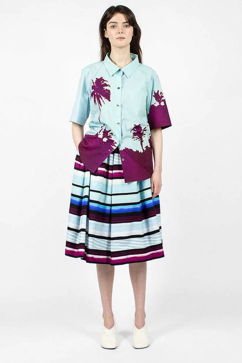 Palm Printed Shirt Blue/Purple