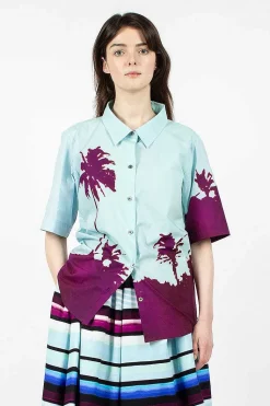 Palm Printed Shirt Blue/Purple