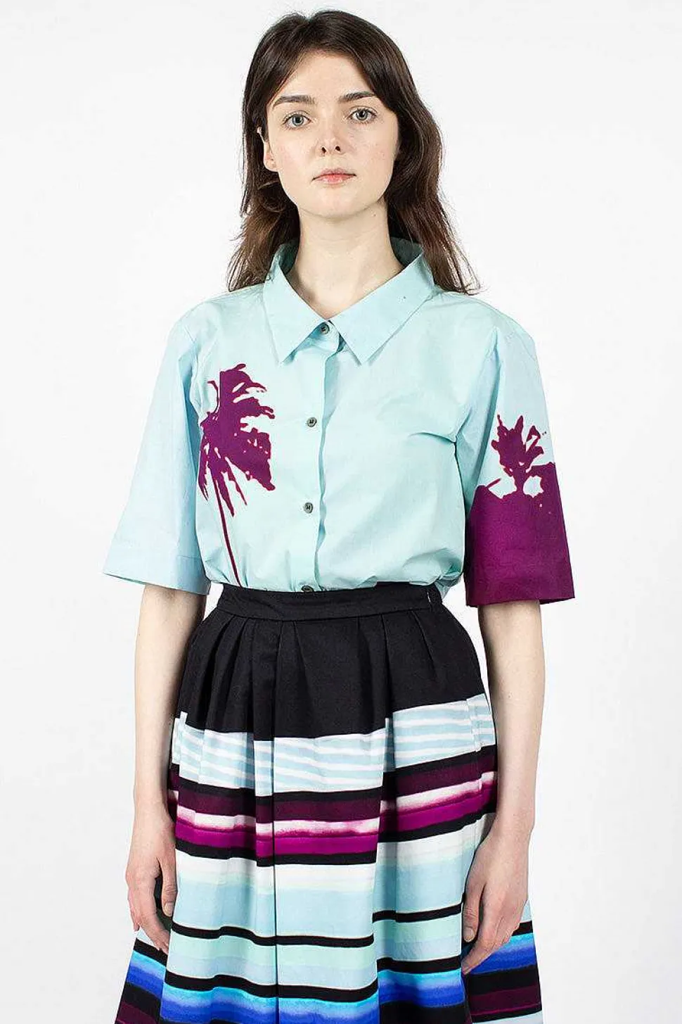 Palm Printed Shirt Blue/Purple