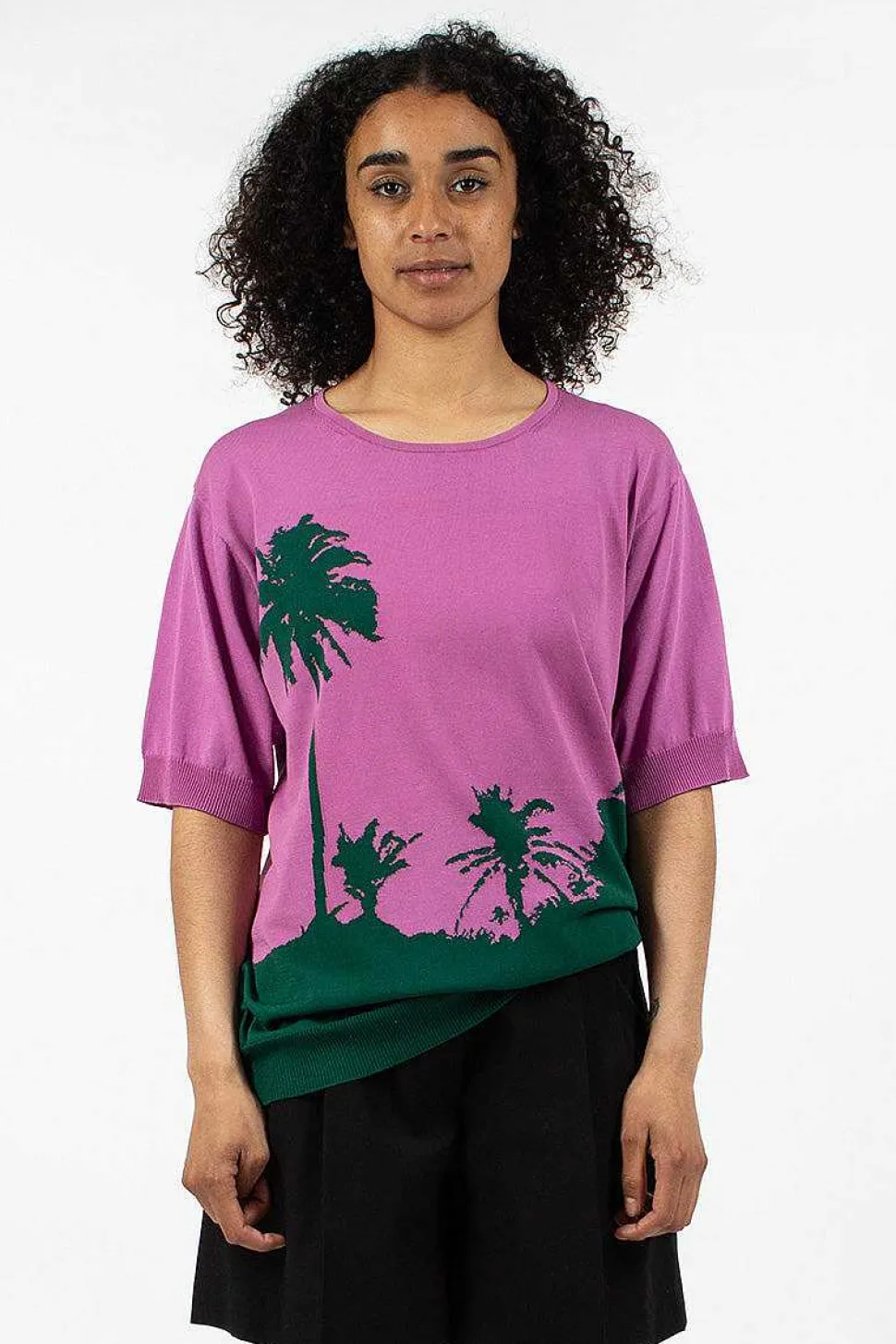 Palm S/S Sweater Pink