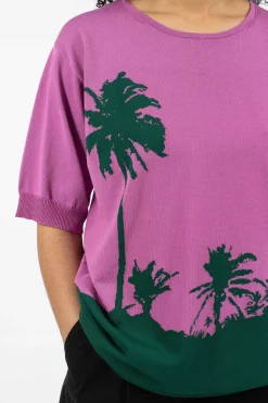 Palm S/S Sweater Pink