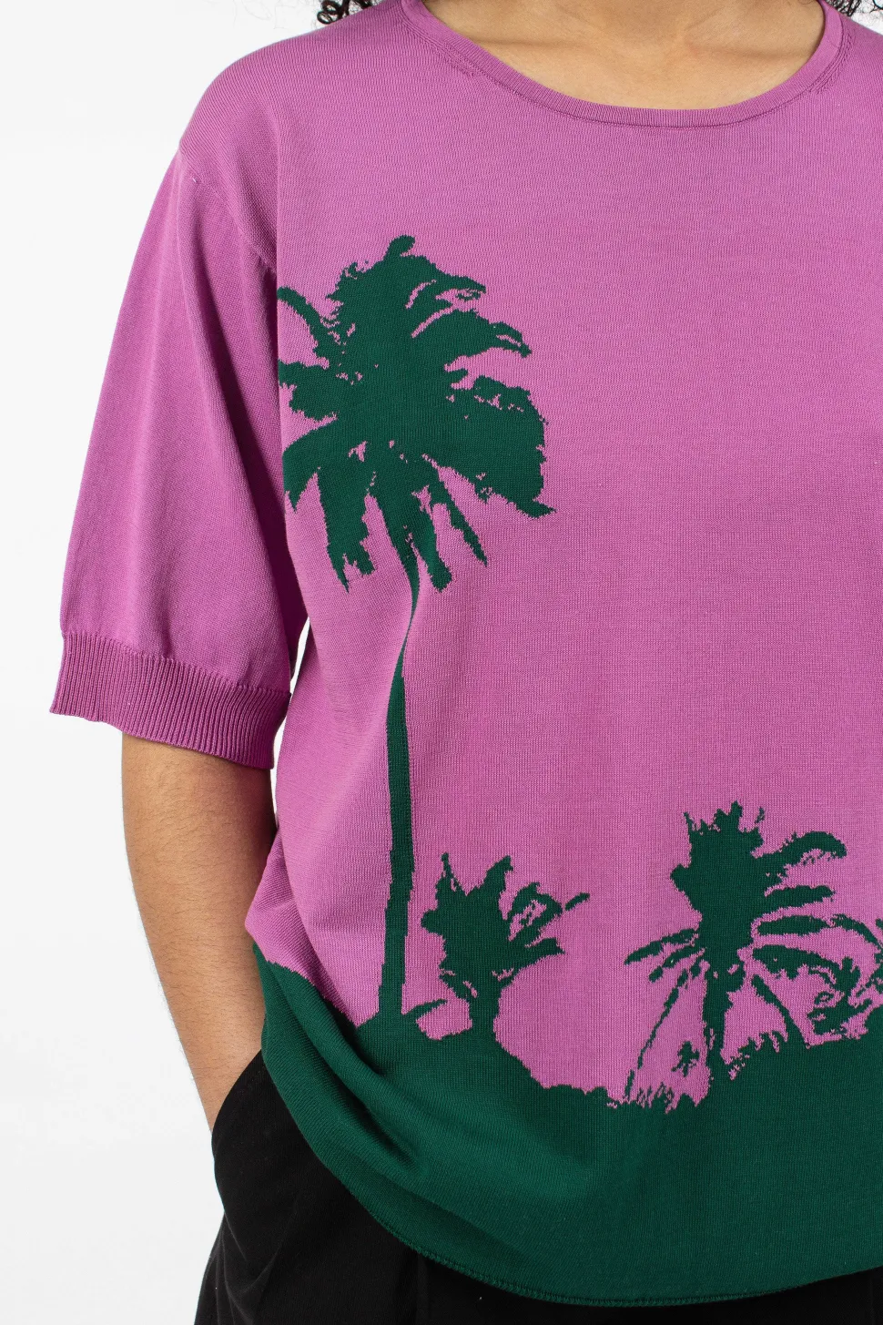 Palm S/S Sweater Pink