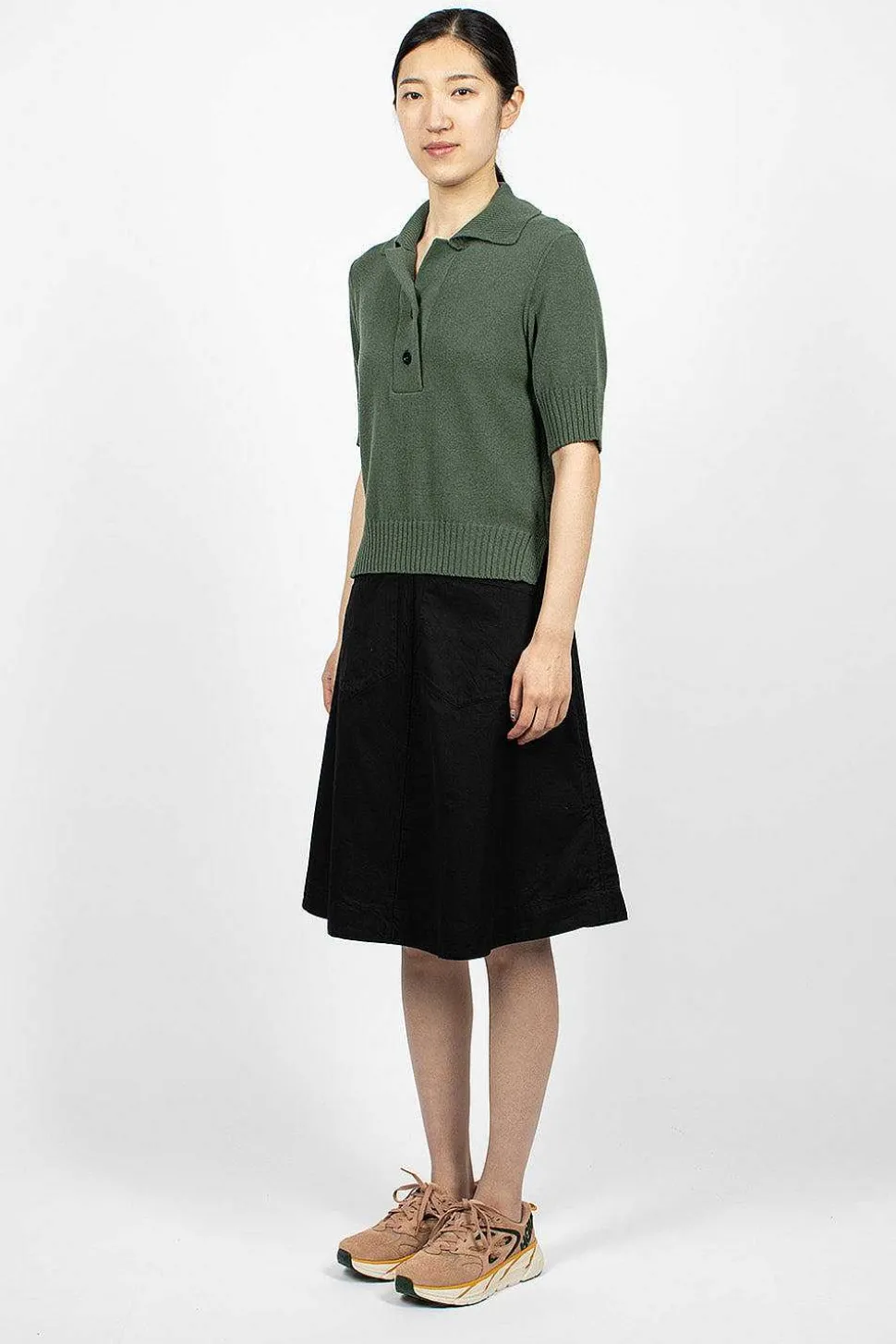 Patch Pocket Circle Skirt Black