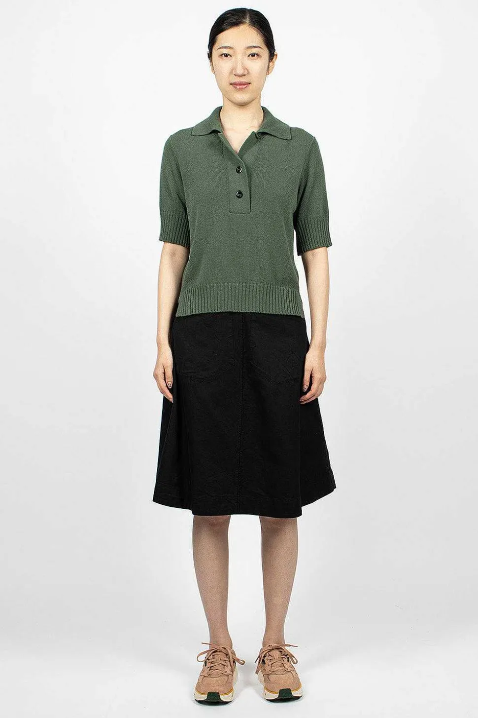 Patch Pocket Circle Skirt Black