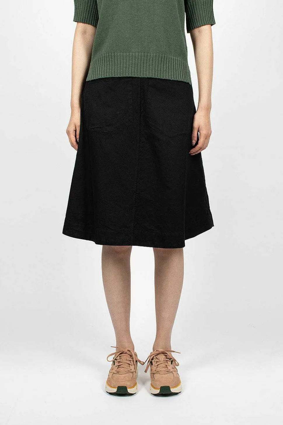 Patch Pocket Circle Skirt Black