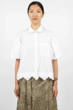 Pearl Embellished Shirt White