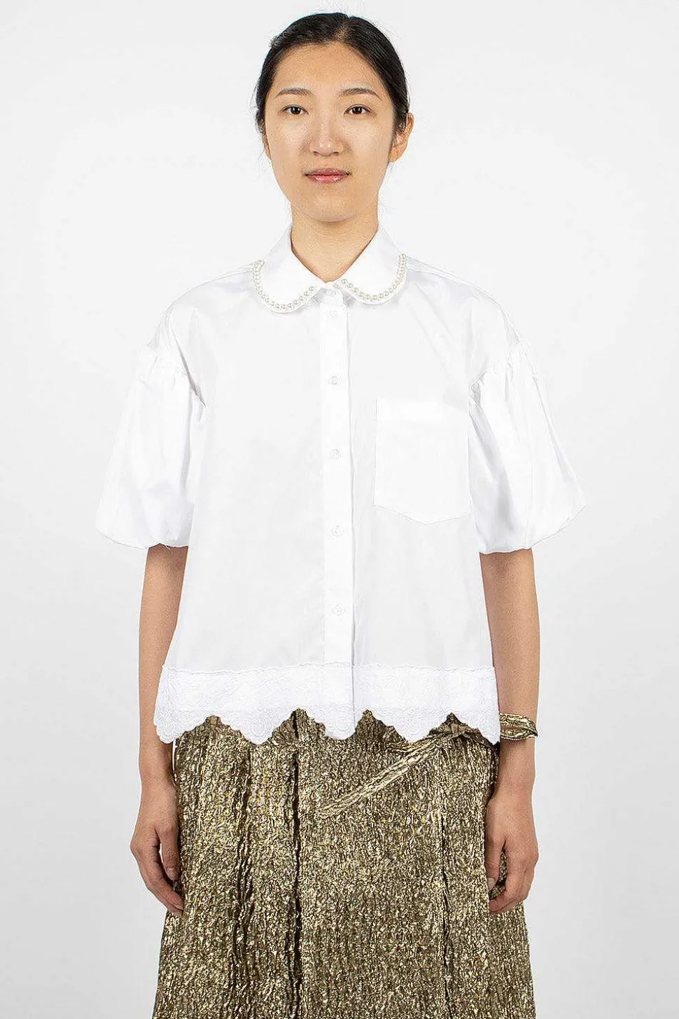 Pearl Embellished Shirt White