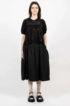 Pointelle Knit Jumper Black
