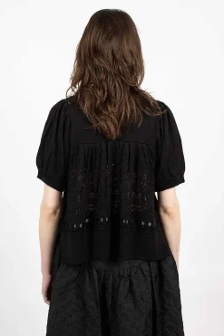 Pointelle Knit Jumper Black