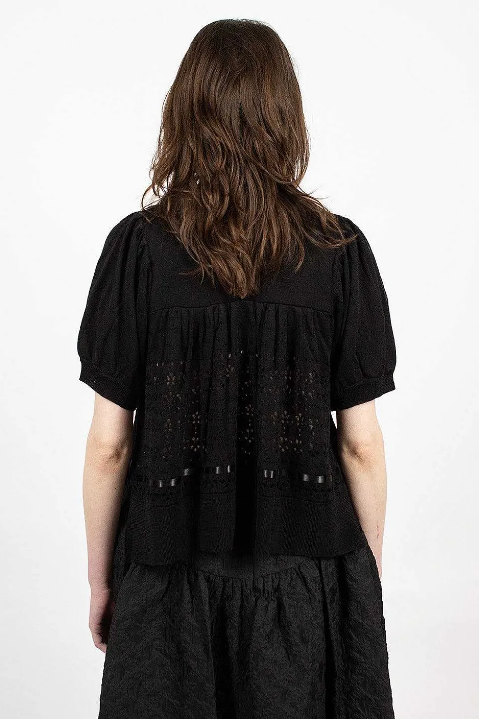 Pointelle Knit Jumper Black