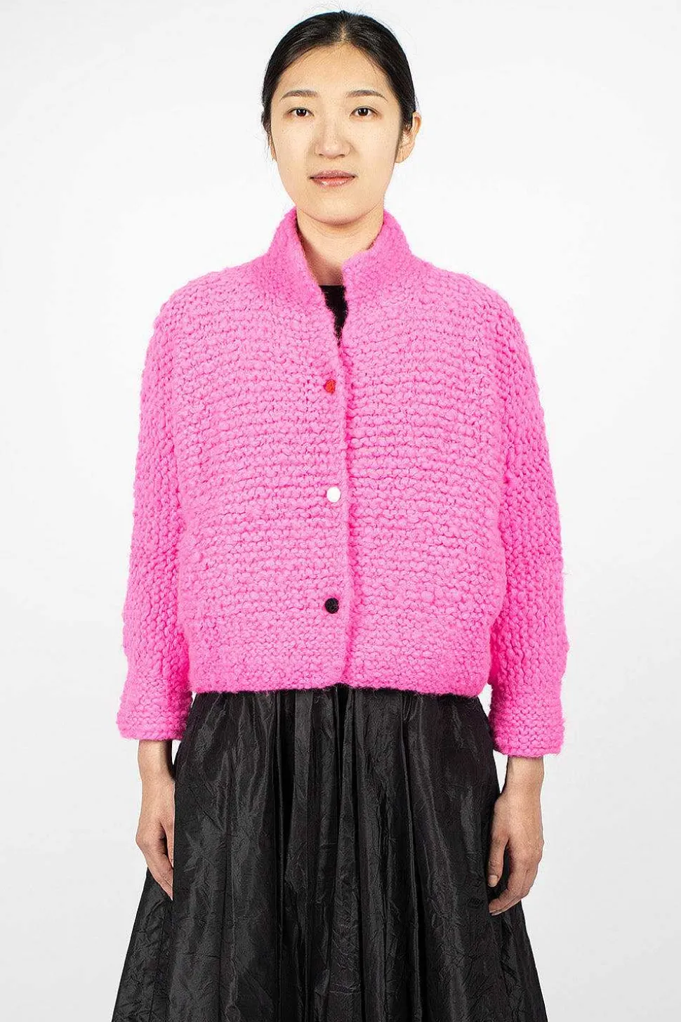 Pomegranate Bomber Knit Neon Fuchsia