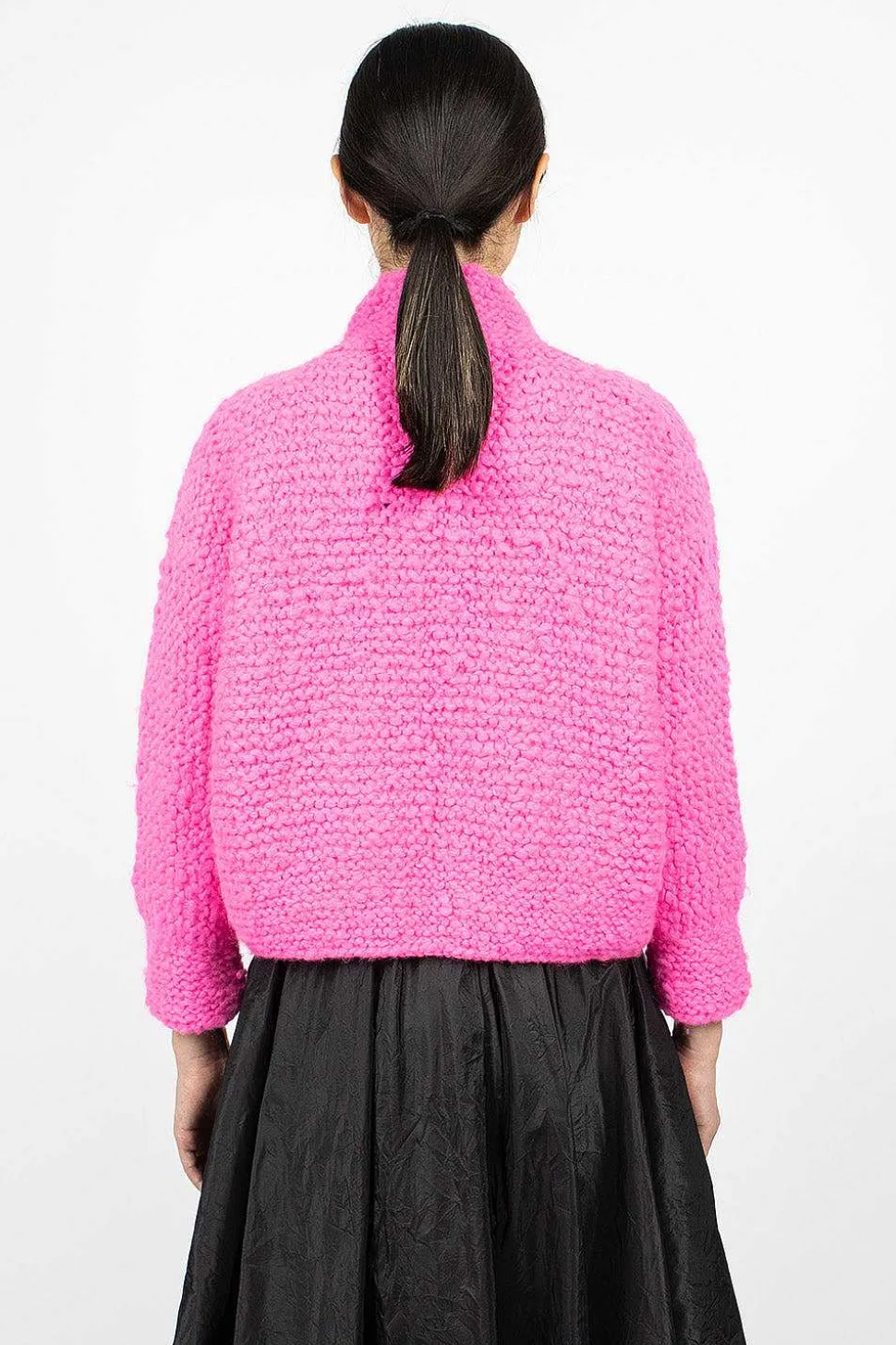 Pomegranate Bomber Knit Neon Fuchsia