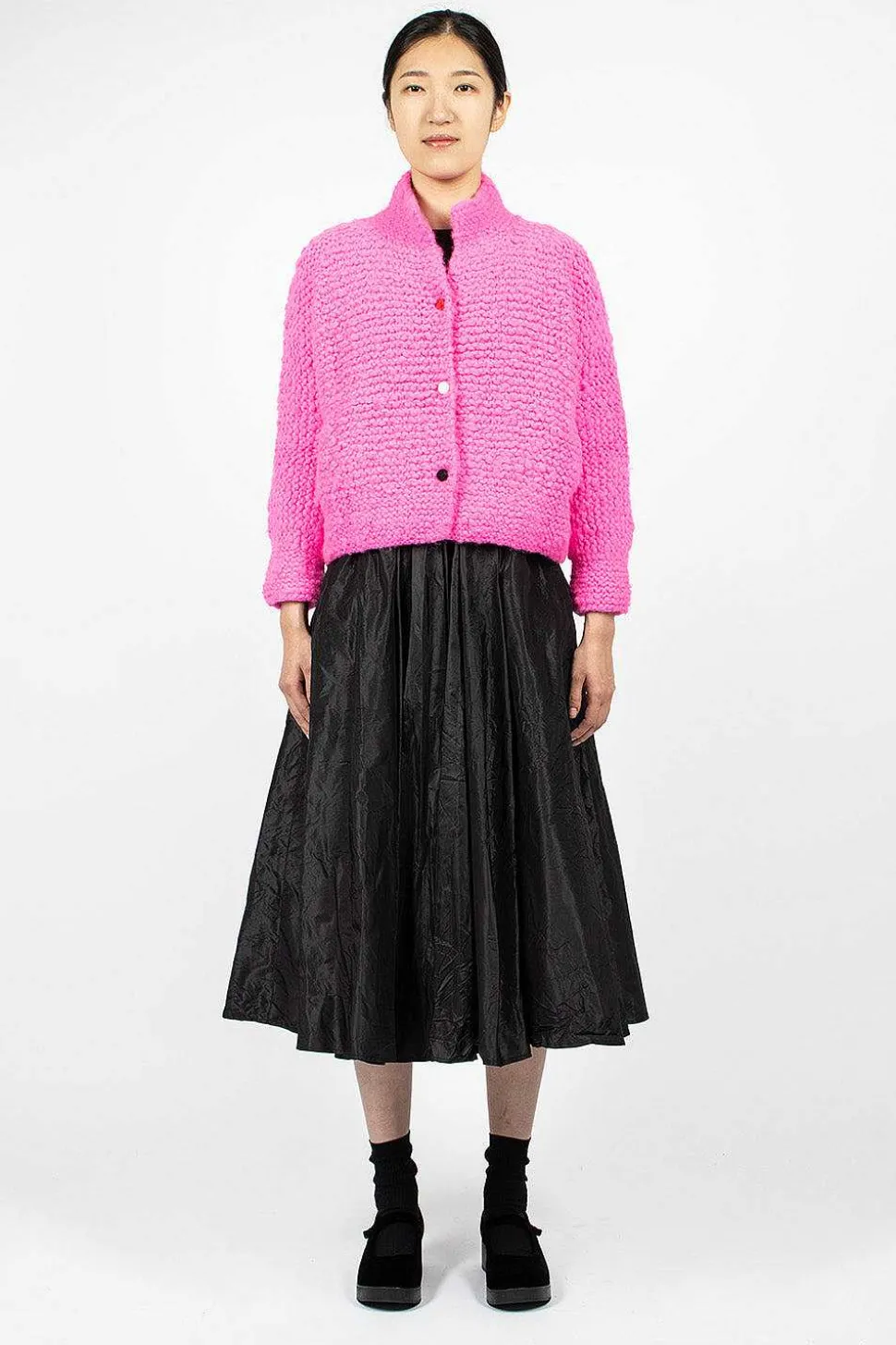 Pomegranate Bomber Knit Neon Fuchsia