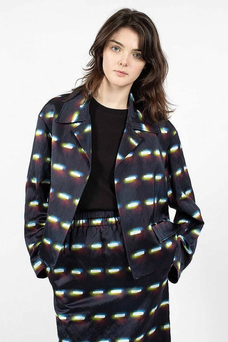 Printed Blazer Black