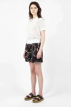 Printed Pleat Shorts Black