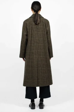 Raglan Check Overcoat Black/Olive