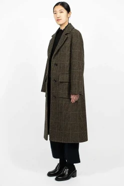 Raglan Check Overcoat Black/Olive