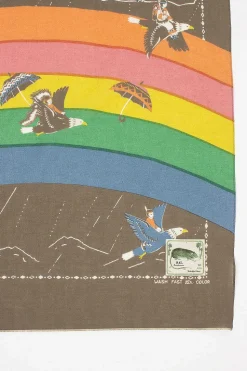 Rainbow And Birds Printed Bandana Khaki