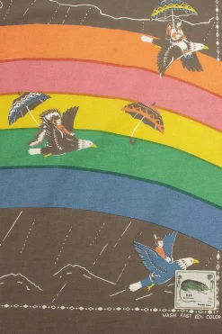 Rainbow And Birds Printed Bandana Khaki