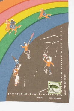Rainbow And Horses Printed Bandana Khaki