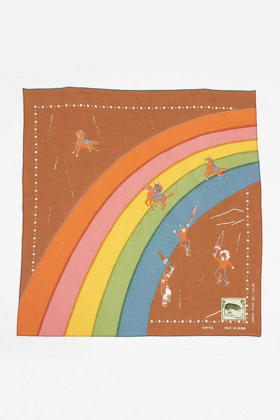 Rainbow And Horses Printed Bandana Gold