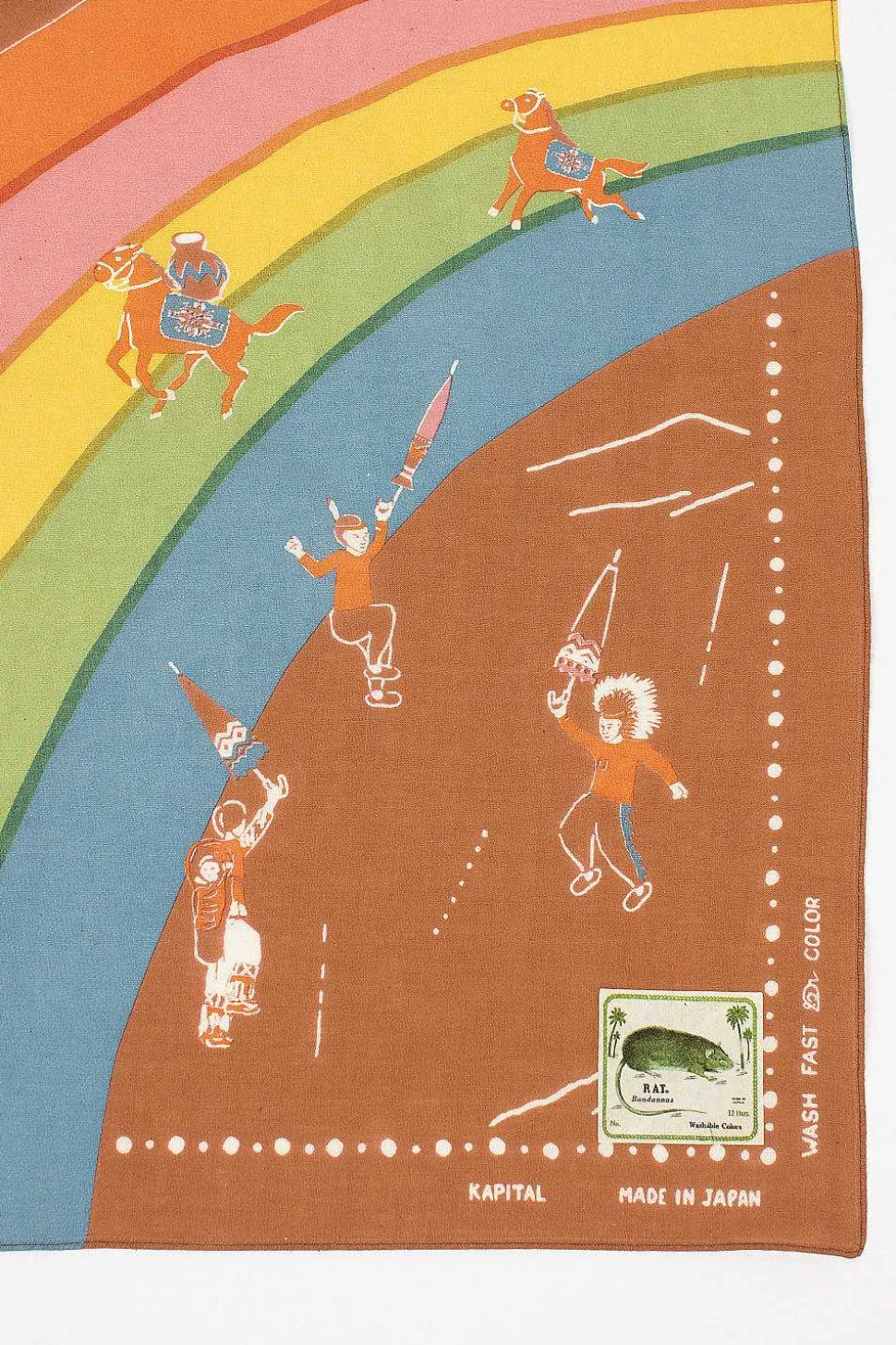 Rainbow And Horses Printed Bandana Gold