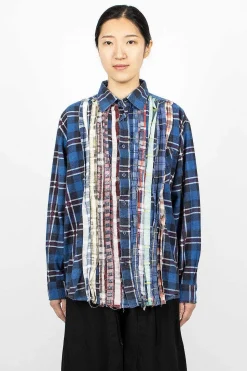 Rebuild Ribbon Flannel Shirt Navy