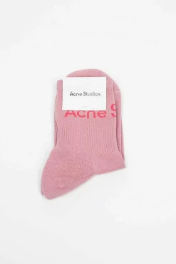 Ribbed Logo Socks Pink Melange
