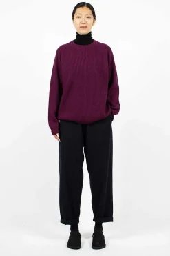 Ribbed Raglan Crewneck Plum