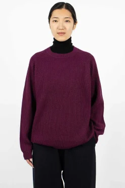 Ribbed Raglan Crewneck Plum