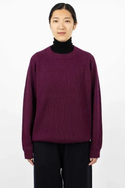 Ribbed Raglan Crewneck Plum