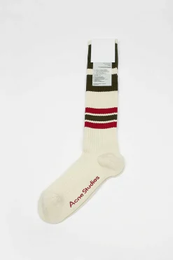 Ribbed Stripe Socks Dark Khaki