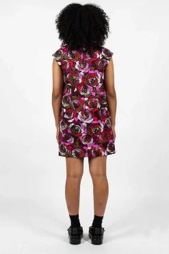 Rose Printed Dress Red