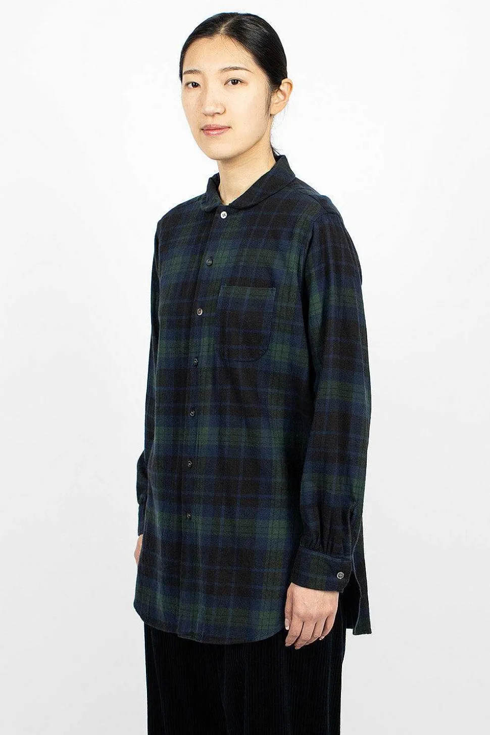 Rounded Collar Shirt Blackwatch Tartan