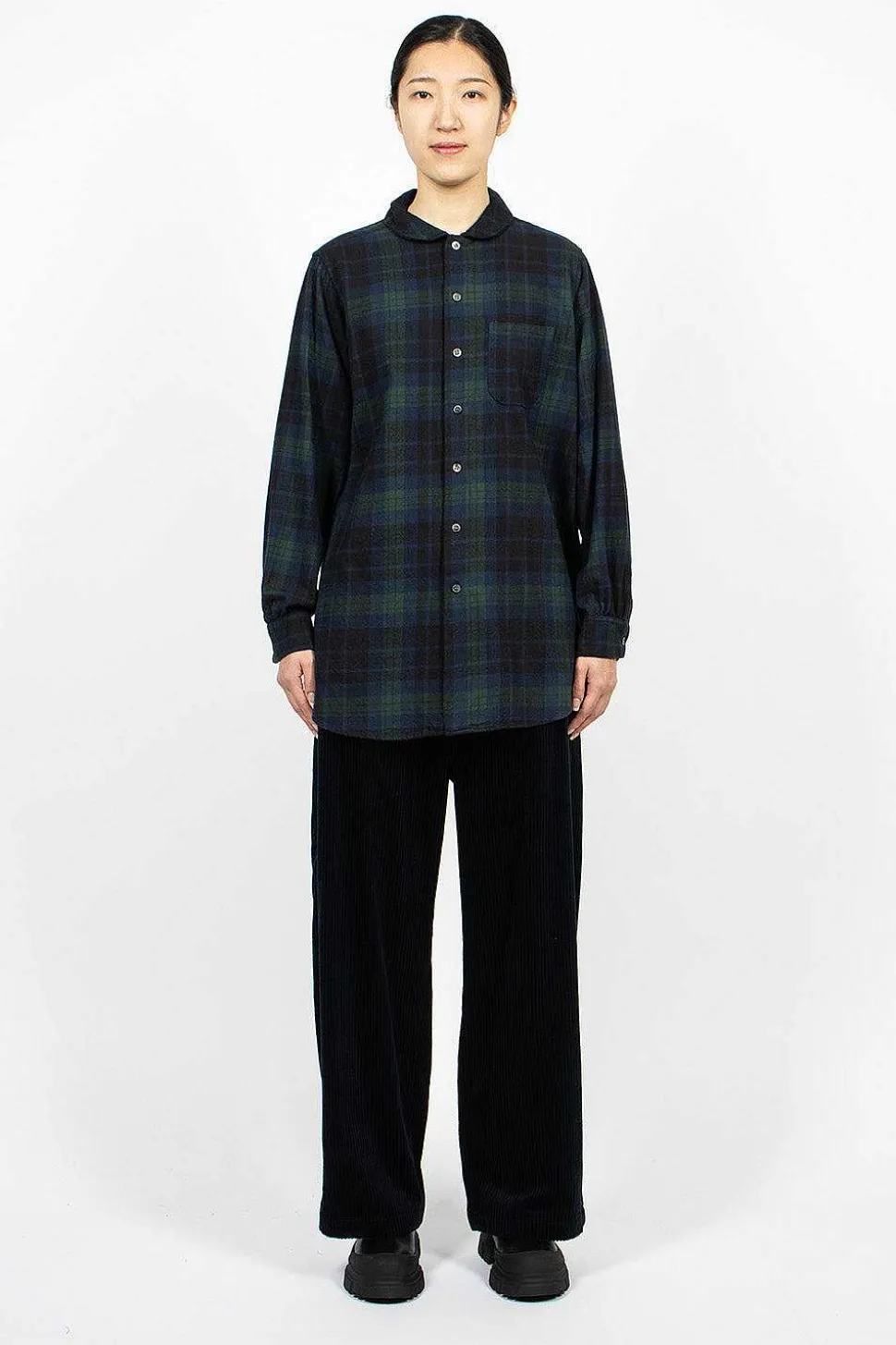 Rounded Collar Shirt Blackwatch Tartan