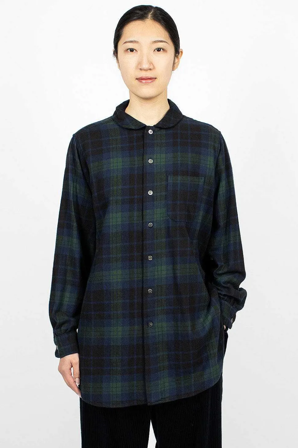 Rounded Collar Shirt Blackwatch Tartan