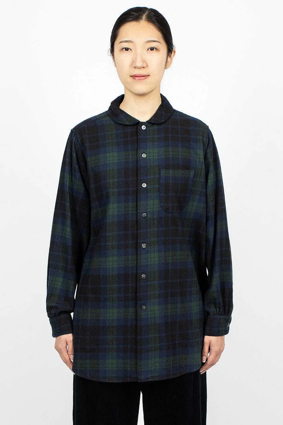 Rounded Collar Shirt Blackwatch Tartan