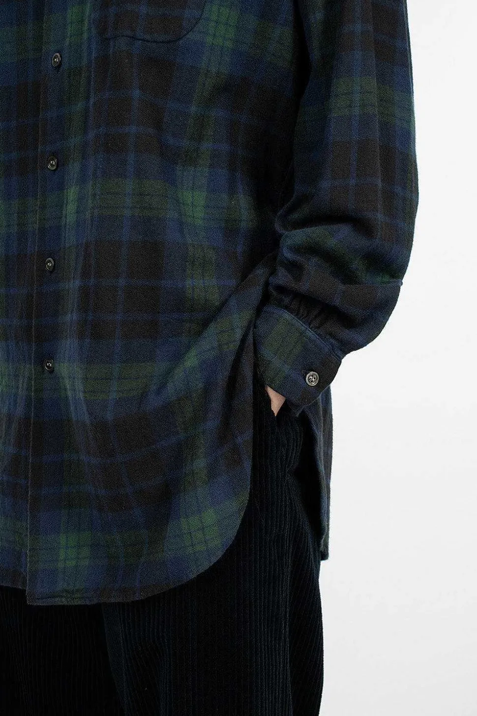 Rounded Collar Shirt Blackwatch Tartan