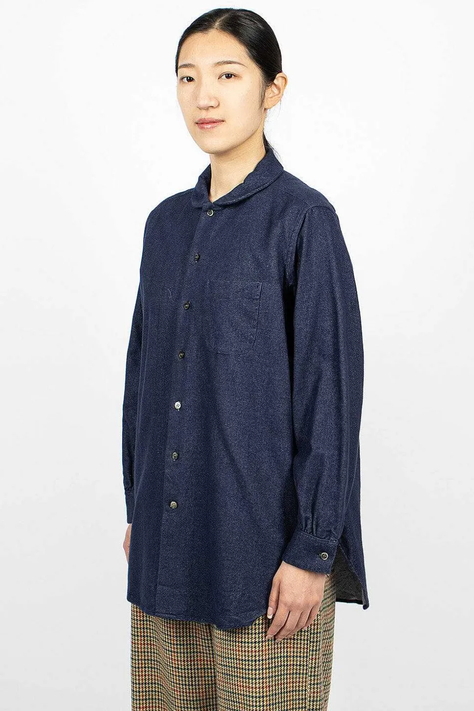 Rounded Collar Shirt Indigo