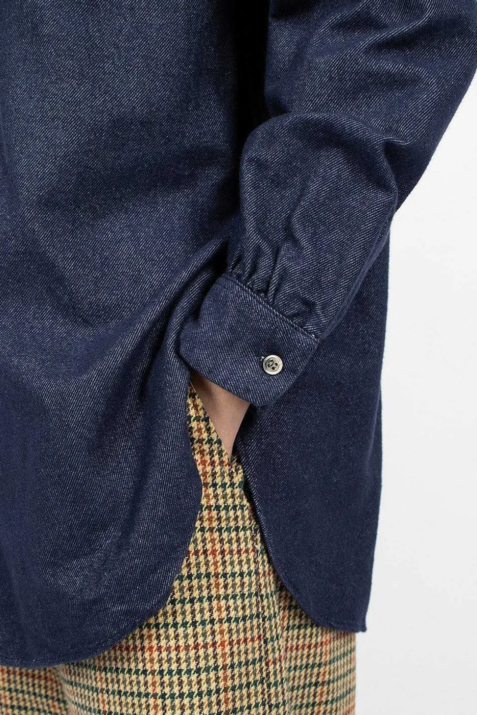 Rounded Collar Shirt Indigo