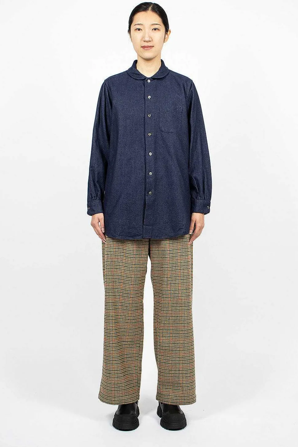Rounded Collar Shirt Indigo