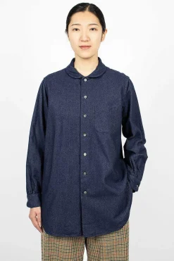Rounded Collar Shirt Indigo