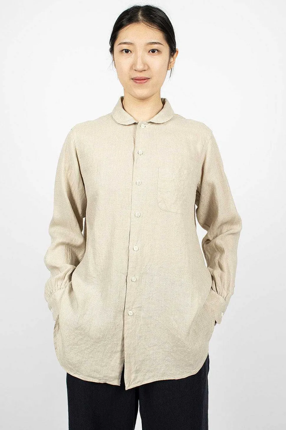 Rounded Collar Shirt Natural